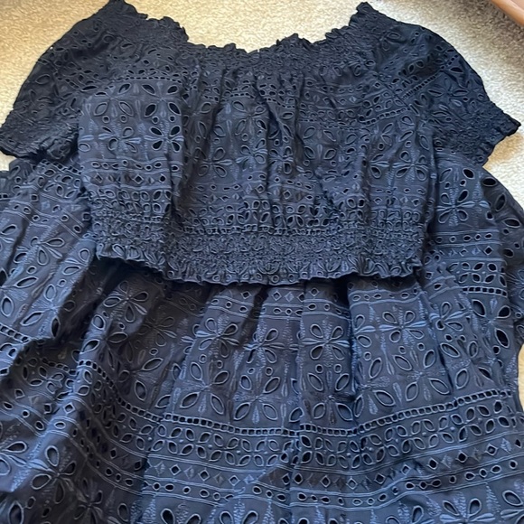 Women’s J. Crew Black Eyelet Lace Outfit Skirt Off the Shoulder Top Set Size XS - Picture 16 of 16
